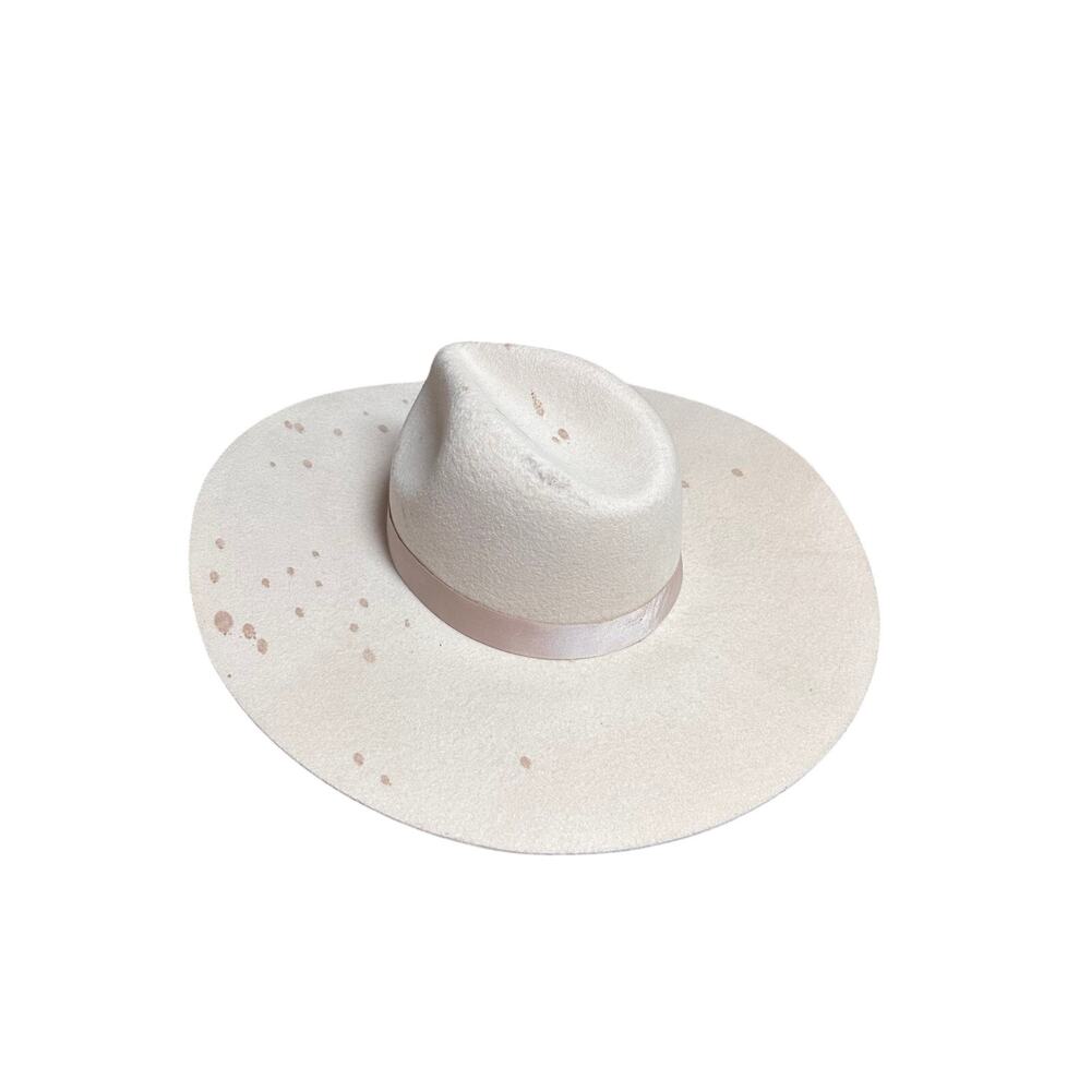 Lack of Color Speckled White Wool Rancher Fedora Hat Medium 57cm EUC Coachella M - Picture 4 of 6